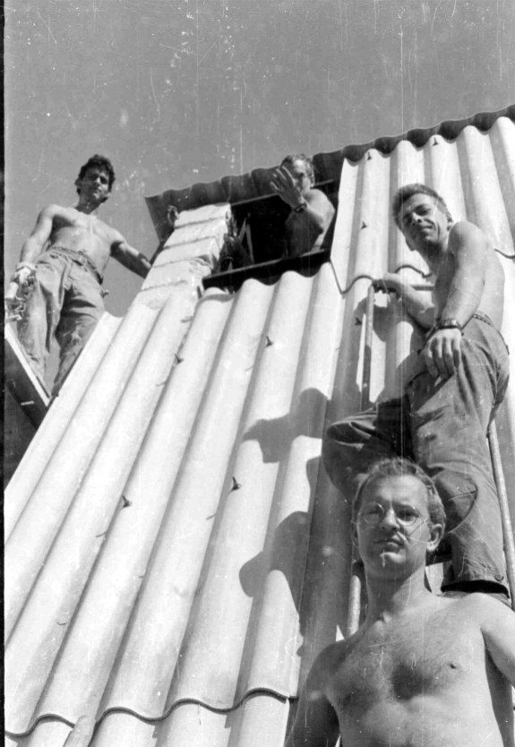 Baustelle Plattenwerk Bergen 1989 Lagerhalle